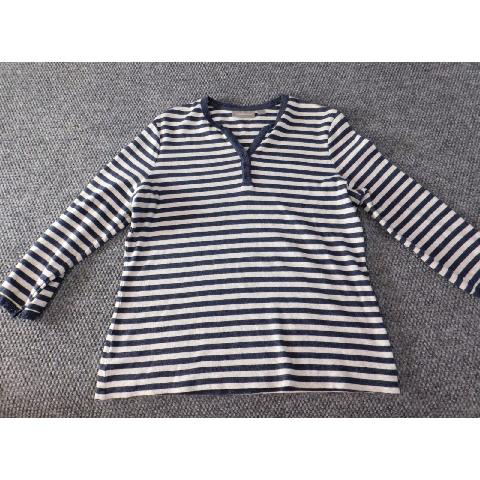Croft & Barrow Croft & Barrow Womens Sweater Large Blue Striped Pullover Crew Neck Knit Long Sleeve Stretch Classic Size L / US 10 / IT 46 - 4 Thumbnail