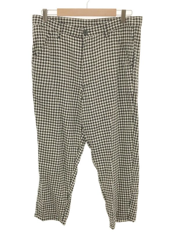 Cropped Pants Houndtooth Wool Slacks Black