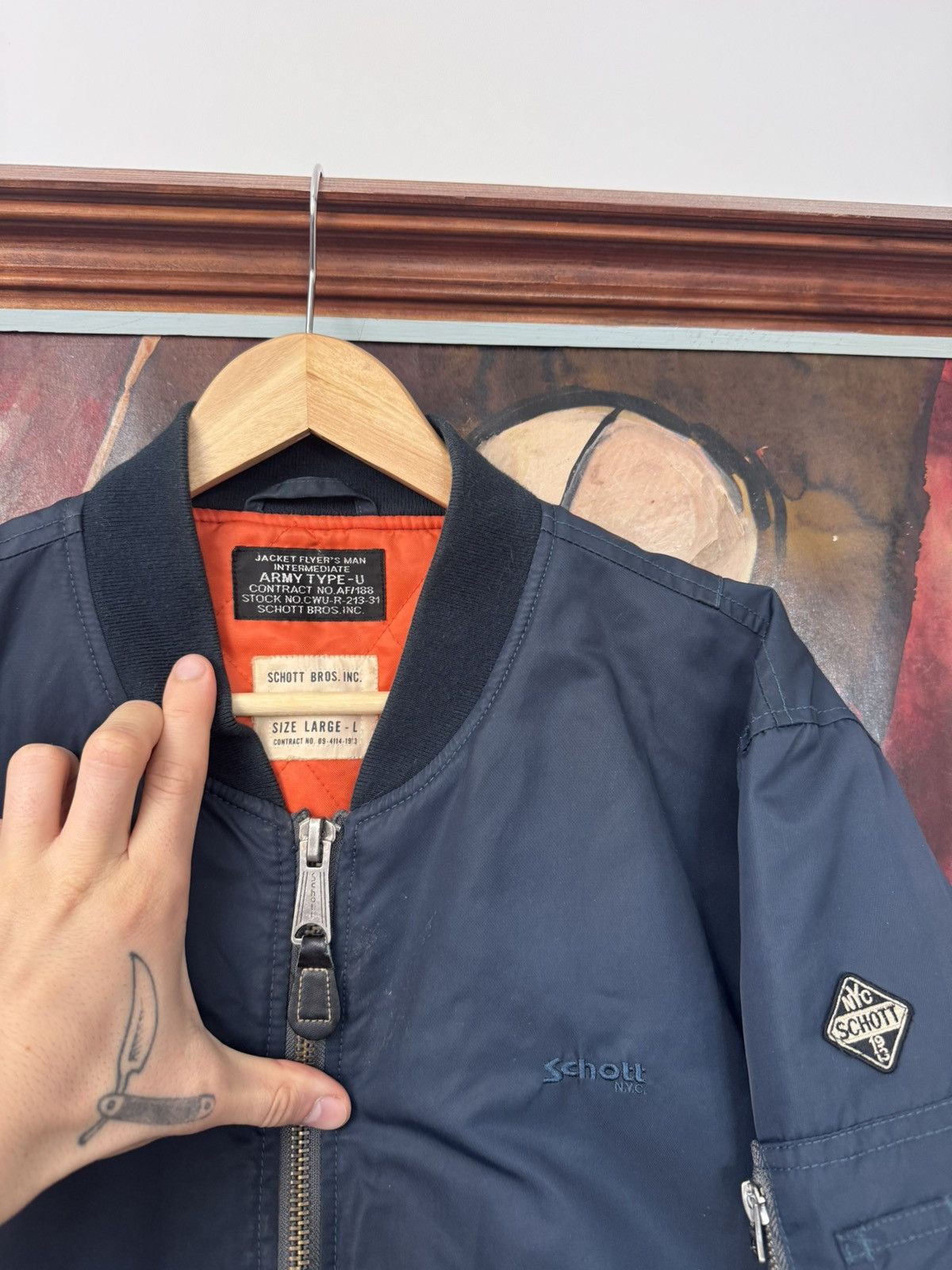 Schott Schott Ma1 Flyer Vintage Nylon Bomber Jacket BoxyFit Army Size US L / EU 52-54 / 3 - 4 Thumbnail