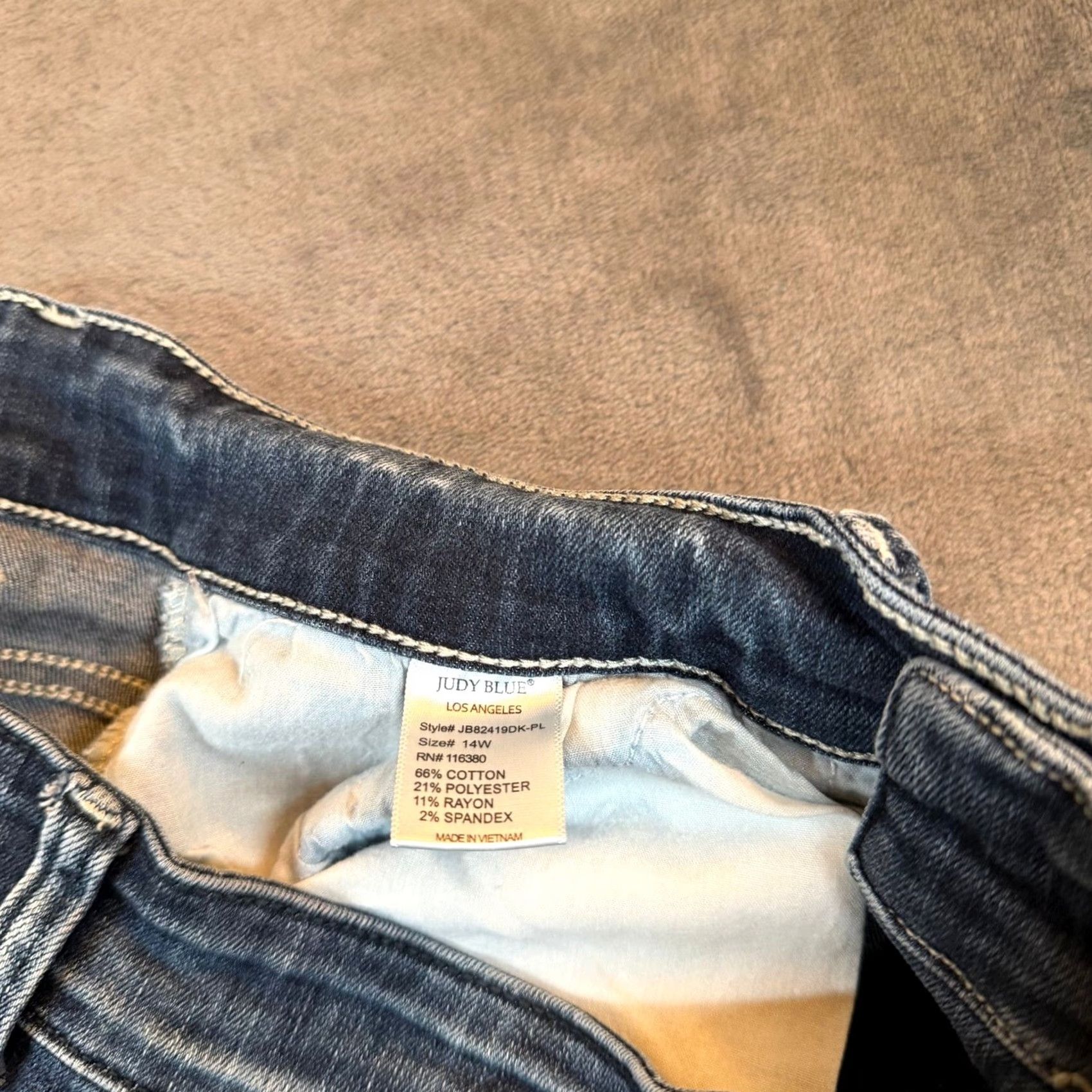 Vintage Judy Blue Jeans Skinny Womens 14W High Rise Stretch Denim JB82419DK-PL Size 36" / US 14 / IT 50 - 6 Thumbnail