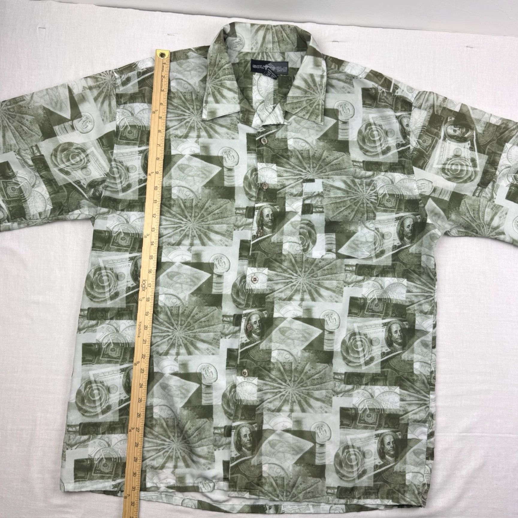 Southpole VINTAGE Southpole Button-Up Shirt Mens XL Green Graphic Print 90s Y2K Hip Hop Bill Dollar Casual Short Sleeve Size US XL / EU 56 / 4 - 5 Thumbnail