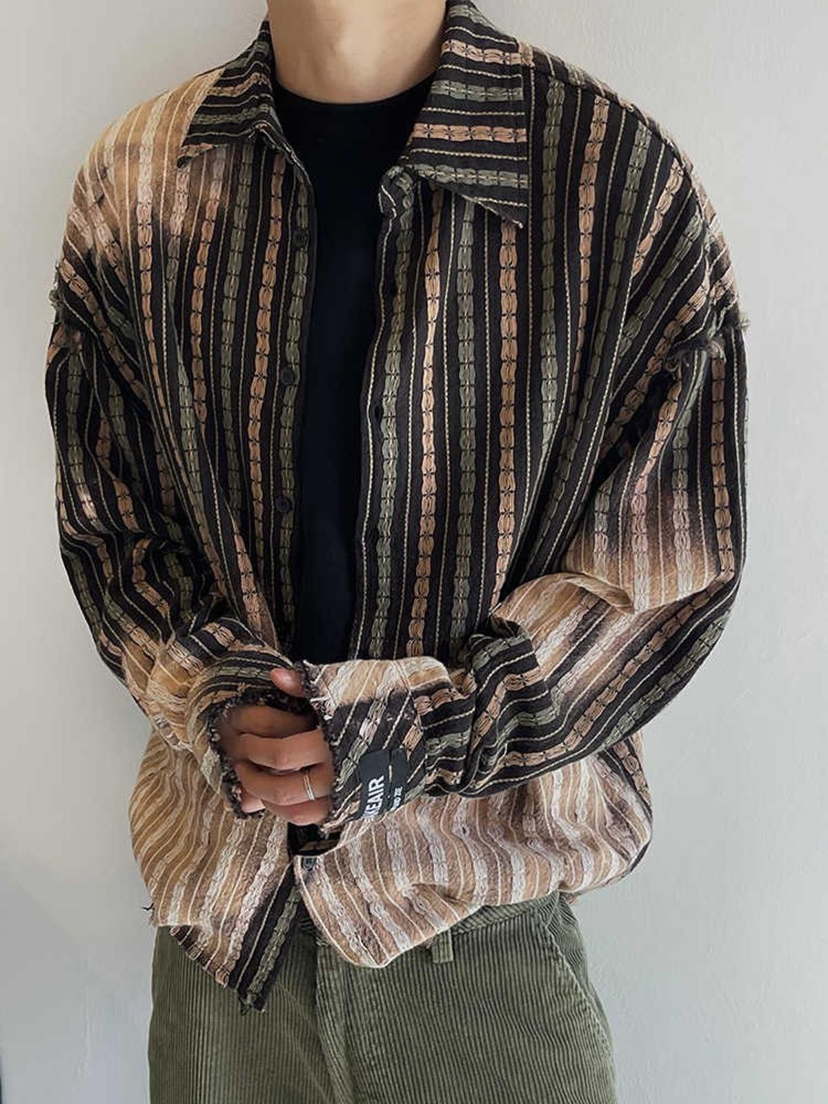 Striped Oversized Long Sleeve Shirt