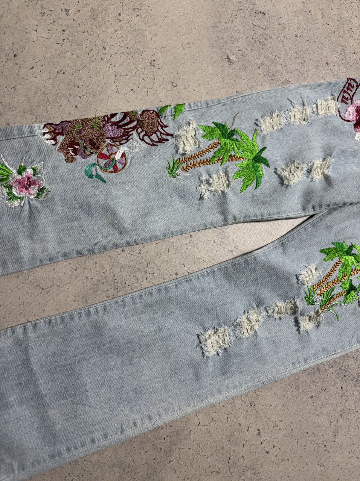 Dolce & Gabbana Dolce & Gabbana Hawaiian Tropical Denim Jeans Size 50 Y2K Size US 34 / EU 50 - 4 Thumbnail