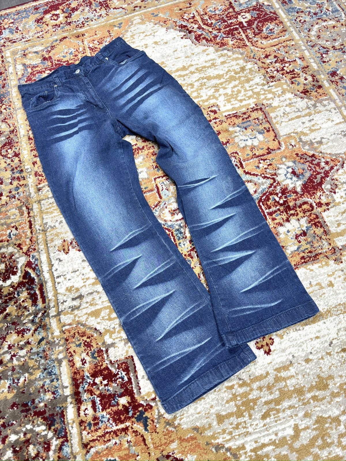 20471120 ᶠᵃⁿᶜʸᵍᵘʸ Y2K Flared Baggy Washed Bootcut Denim Jeans Vintage Size US 30 / EU 46 - 1 Thumbnail