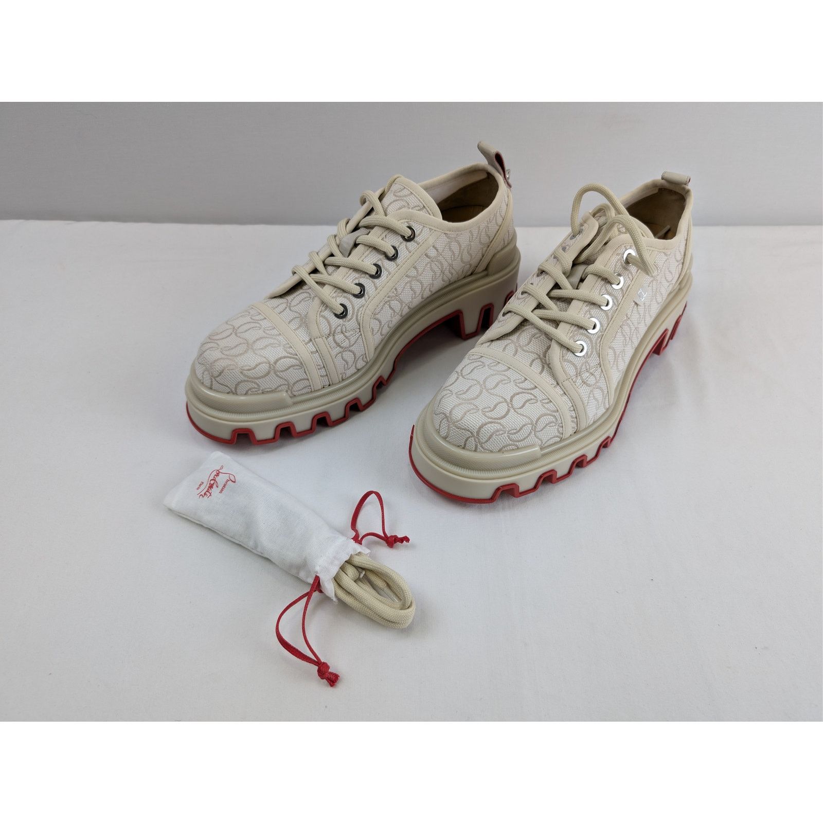 Christian Louboutin o1rshd1 Panamic Dune jacquard-logo Derby shoe Boots natural Size US 12 / EU 45 - 8 Thumbnail