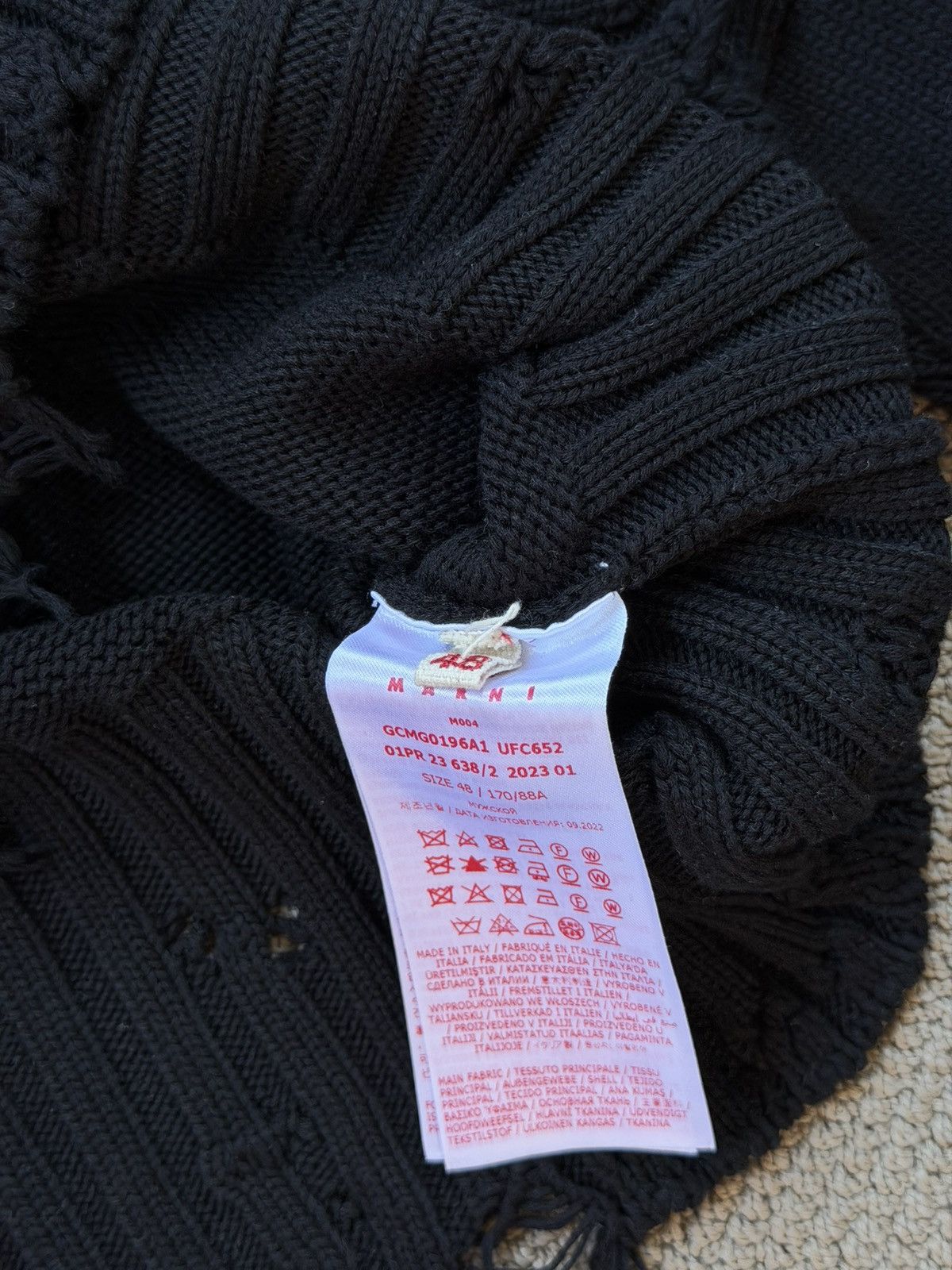 Marni Marni Distressed Knit Sweater – Black (Size 48) Size XL / US 12-14 / IT 48-50 - 3 Thumbnail