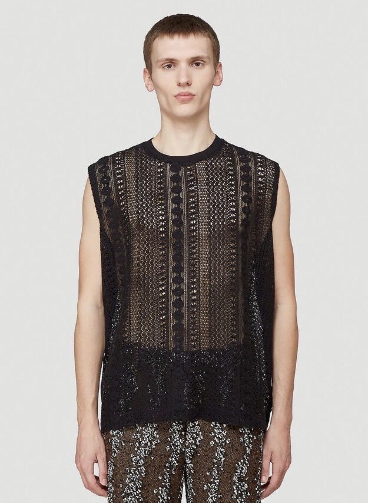 Our Legacy Our Legacy Box Sleeveless Oversized Black Crochet Tank Size US S / EU 44-46 / 1 - 2 Thumbnail