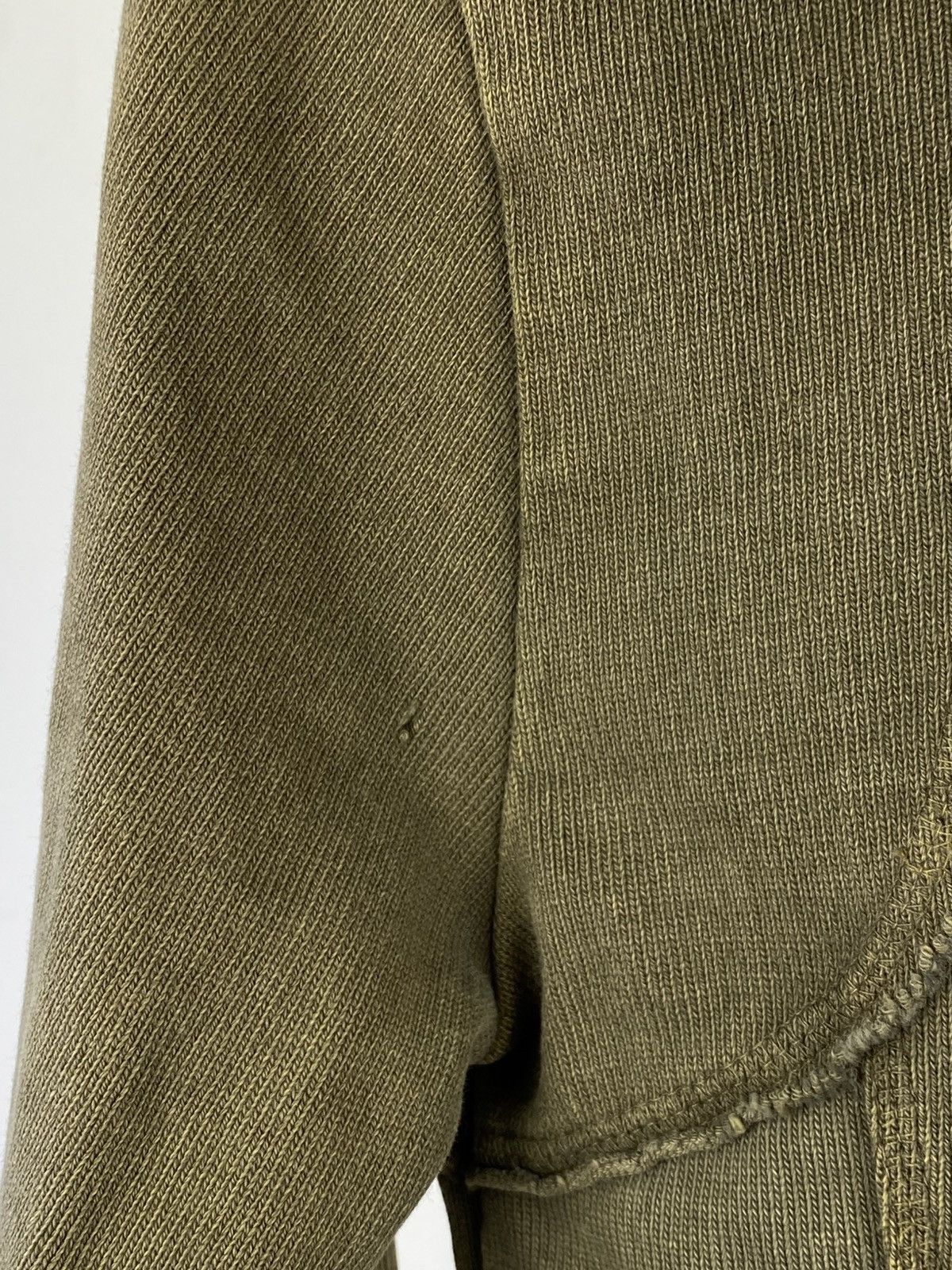 Japanese Brand No ID Y2K Distressed Zip Hoodie Jacket Olive Fade Slim Fit Size US M / EU 48-50 / 2 - 11 Thumbnail