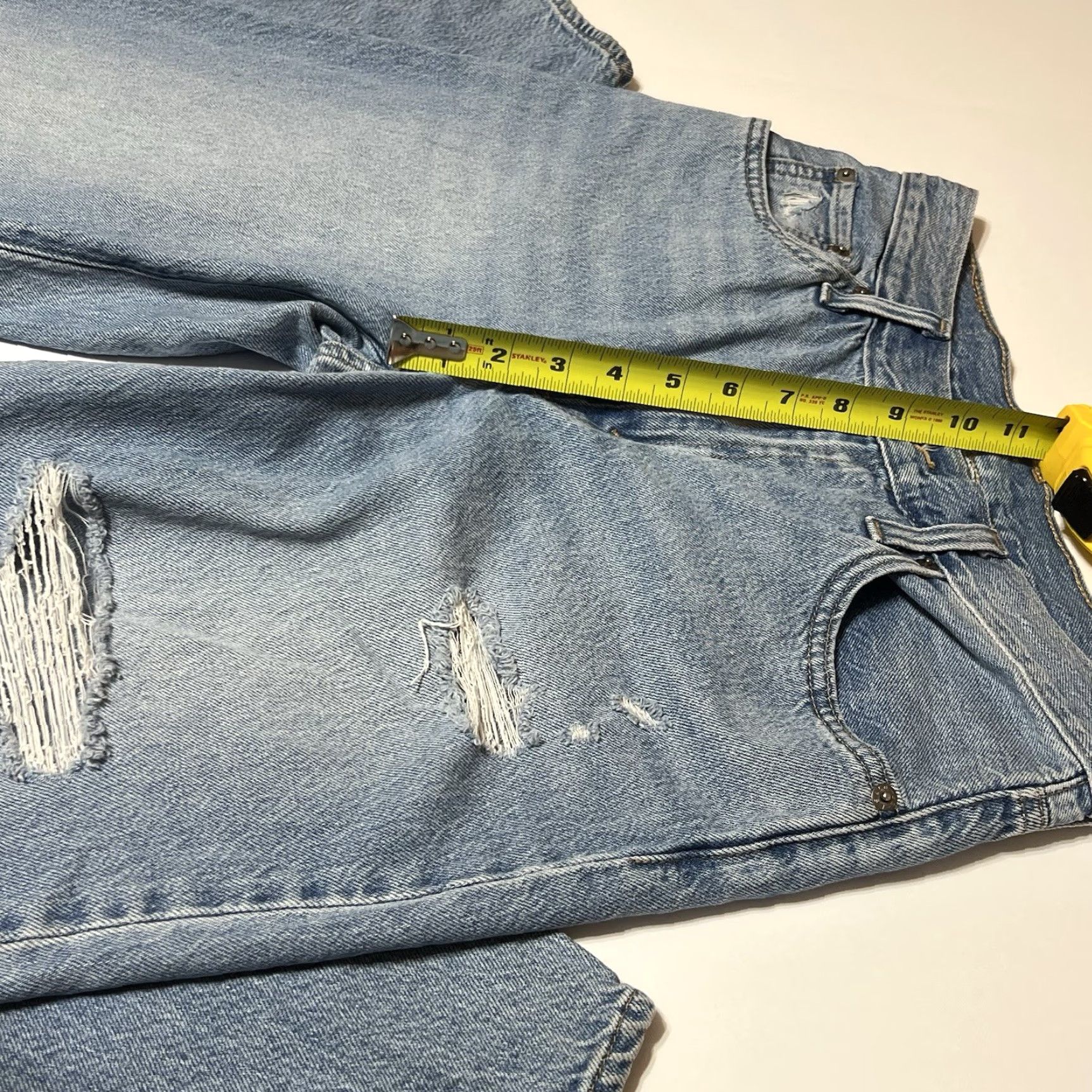 Levi's Levi’s Premium Jeans Baggy Dad Womens Blue Distressed 29x29/29x30 Big E 90s Retro Size 29" - 4 Thumbnail