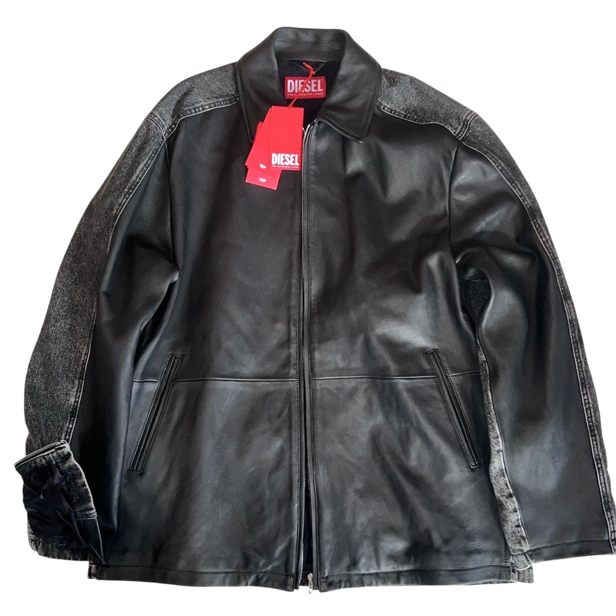 Diesel × Genuine Leather × Leather Diesel Hooded Zipper Sheepskin