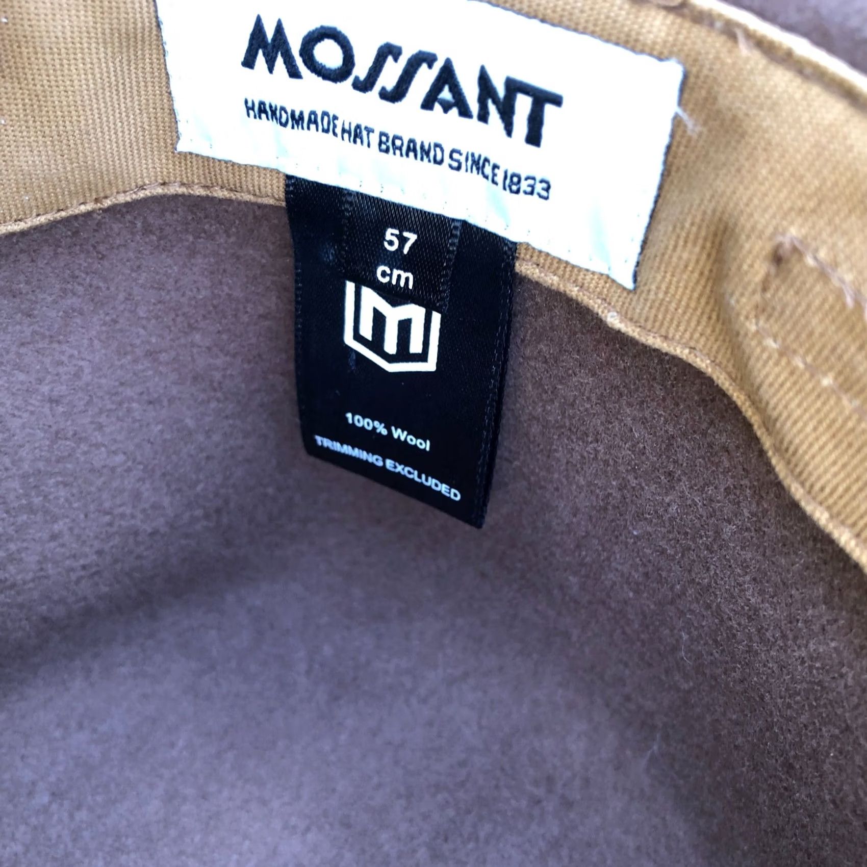 Vintage Mossant 100% Wool Fedora Flat Top Hat Women's 57 cm Brown Wide Brim Cap Size ONE SIZE - 7 Thumbnail