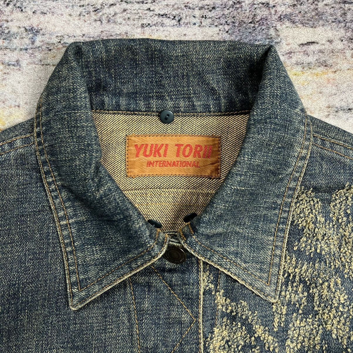 Issey Miyake Yuki Torii distressed / jacquard cropped denim jacket Size M / US 6-8 / IT 42-44 - 10 Thumbnail