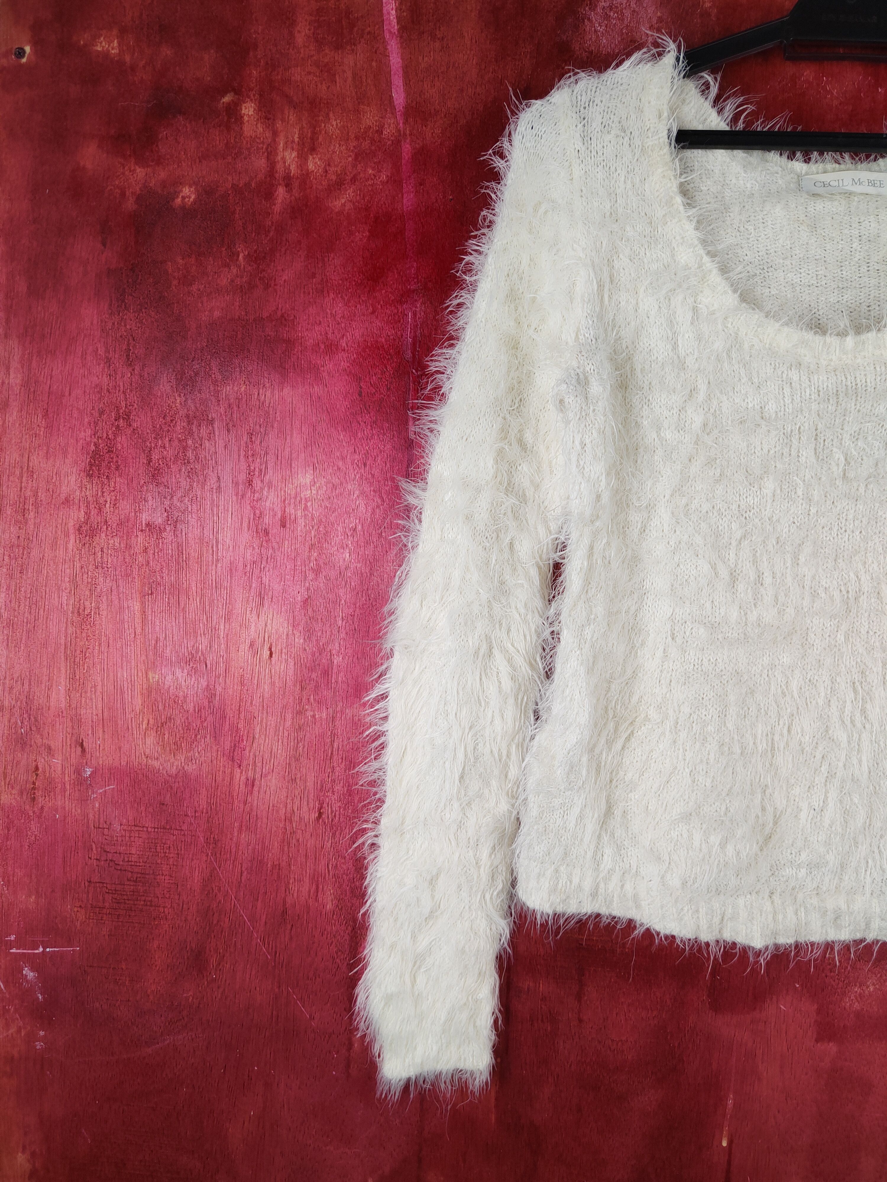 Japanese Brand × Vintage Cool Vintage 💥 Cecil McBee Cream Fur Mohair Knitwear Size M / US 6-8 / IT 42-44 - 3 Thumbnail