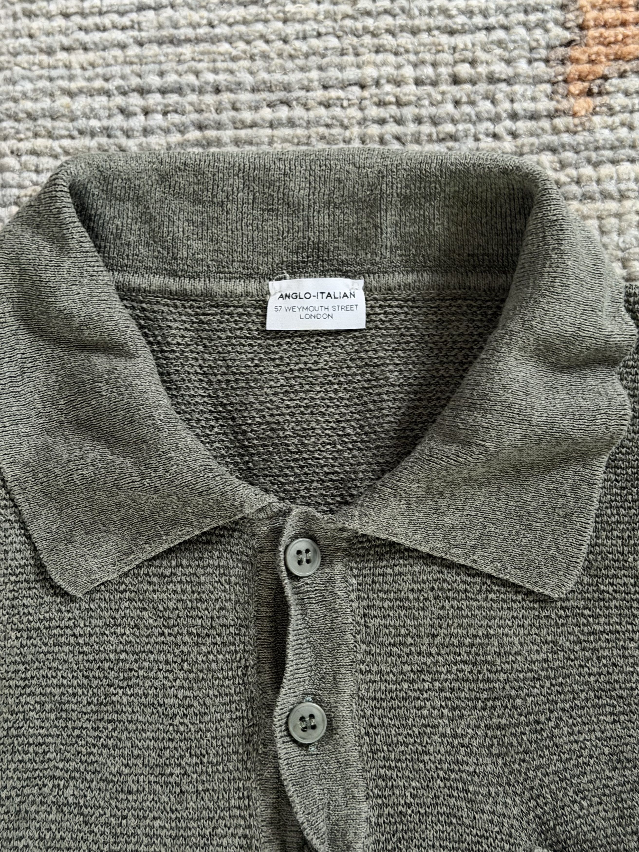 Anglo-Italian Knitted polo in cotton/linen - small Size US S / EU 44-46 / 1 - 2 Thumbnail
