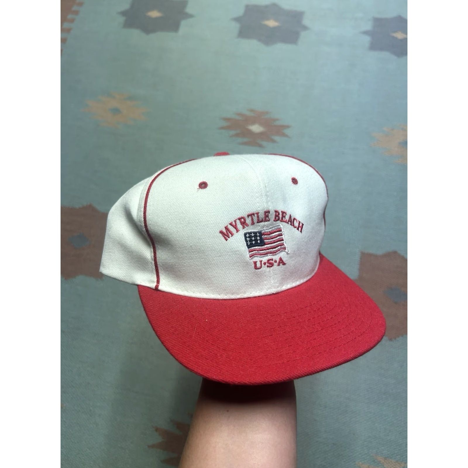 Vintage VINTAGE 90s SnapBack hat cap Myrtle Beach South Carolina red white adjustable Men Mens Hats Size ONE SIZE - 2 Thumbnail