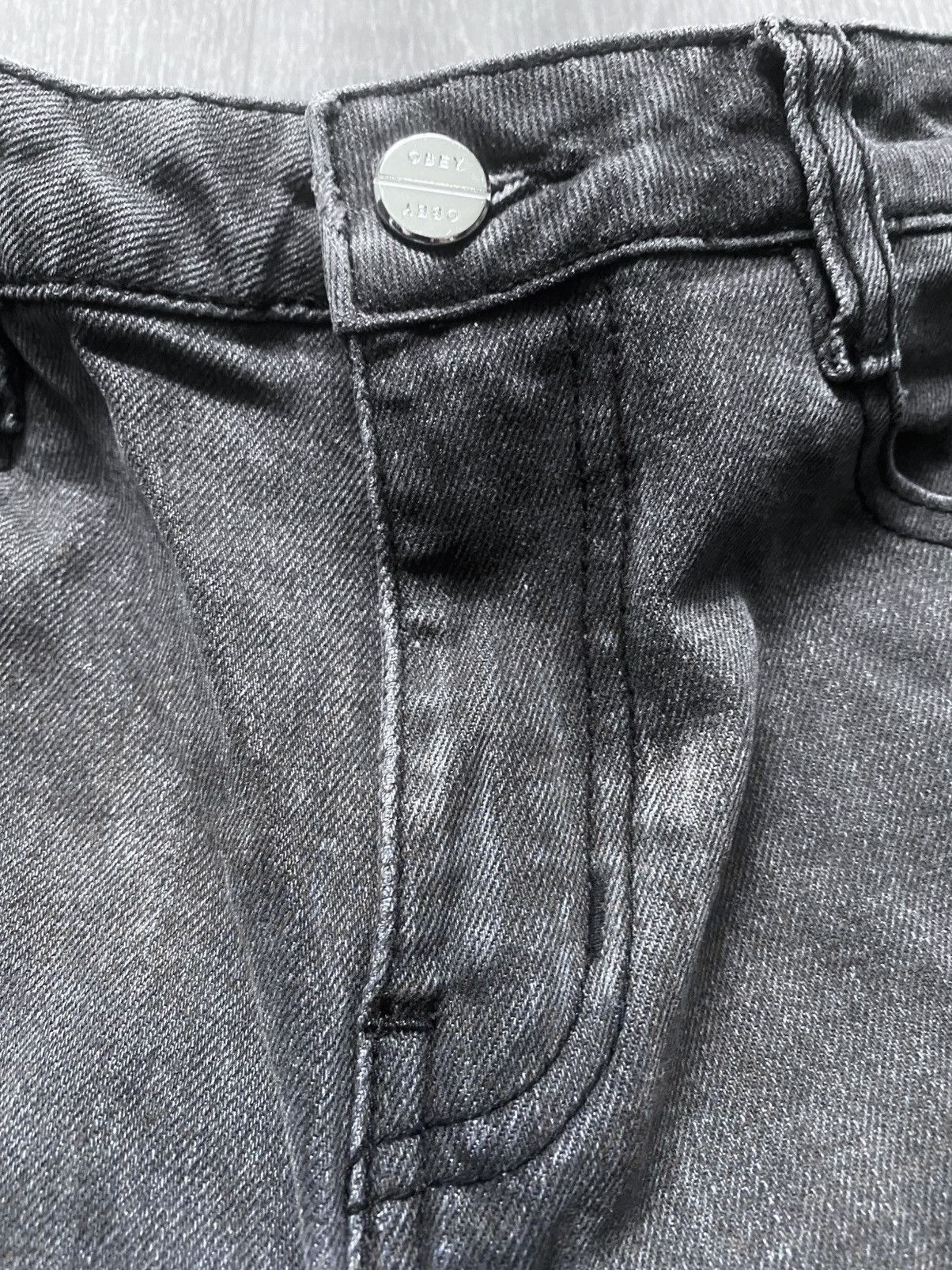 Obey Women’s Obey Worldwide Torn Distress Gray Cotton Jeans Denim Size 26" / US 2 / IT 38 - 6 Thumbnail