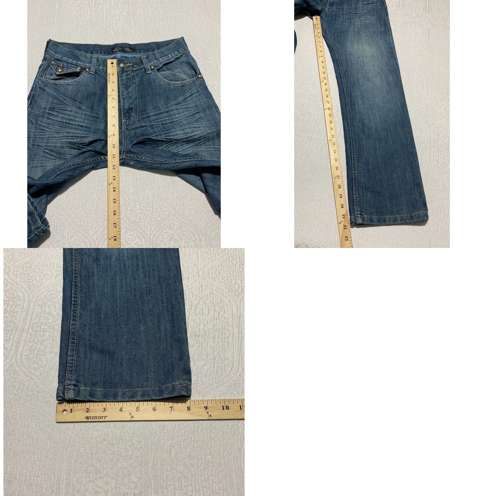 Vintage City Ink Jeans Men's Size 34 Blue Whiskers Flap Embroidered Pockets Size US 34 / EU 50 - 8 Thumbnail