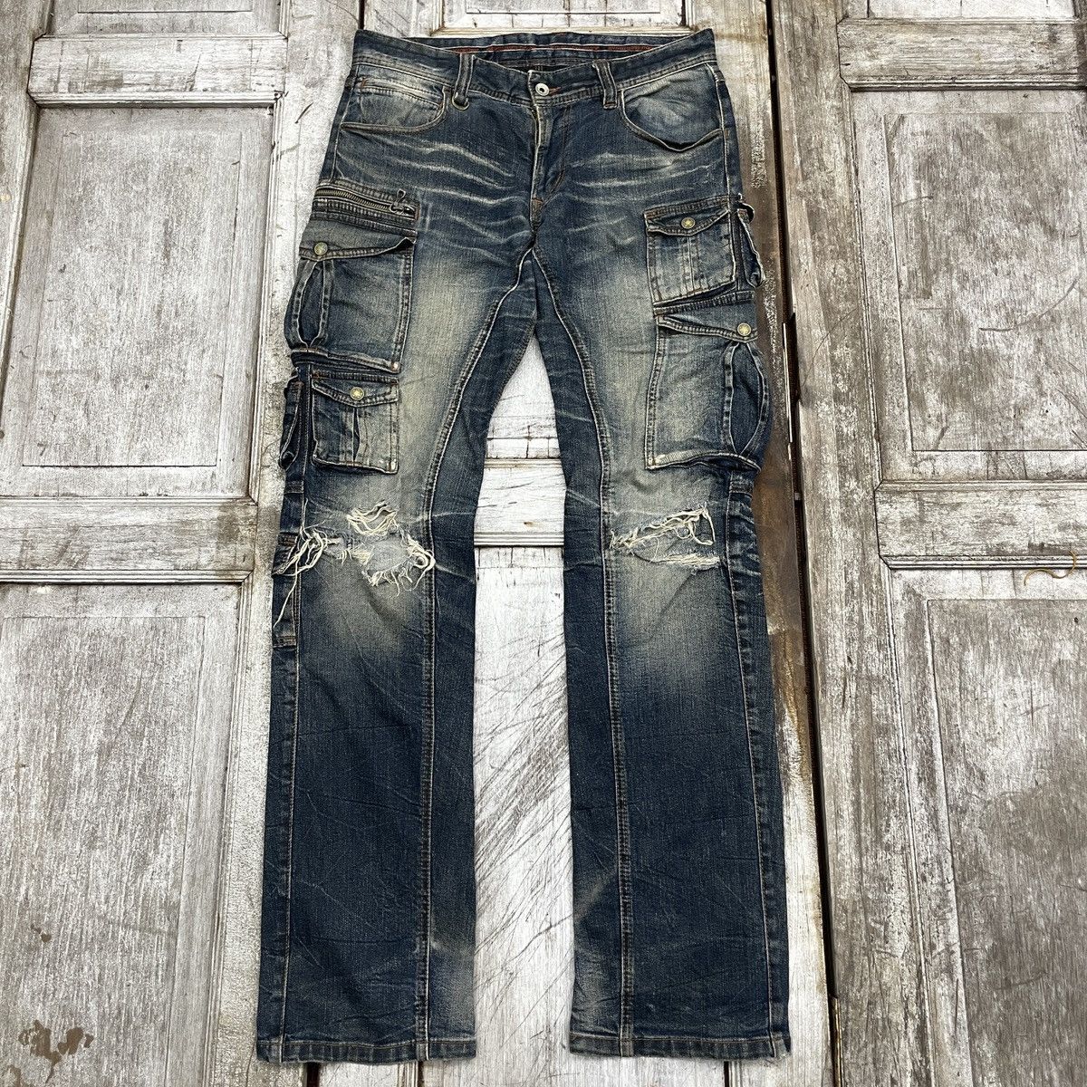 Japanese Brand × Matsuda × PPFM Distressed NicoleClub For Men Multipocket Cargo Jeans wc352 Size US 33 - 2 Thumbnail
