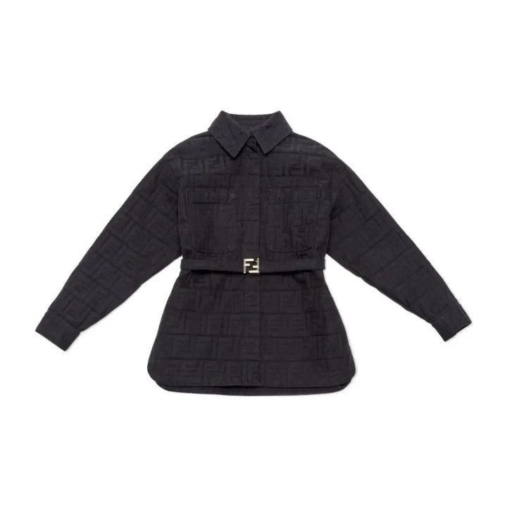 Fendi Fendi Girls' Black Logo Pattern Shirt Jacket -2507 Size US L / EU 52-54 / 3 - 1 Thumbnail