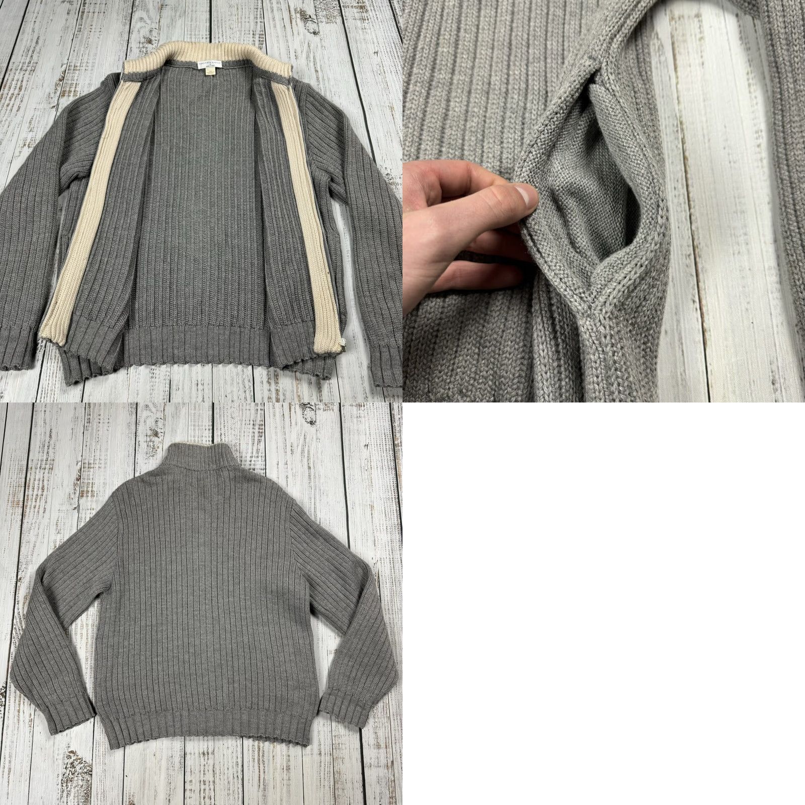 Saks Fifth Avenue VINTAGE Saks Fifth Avenue Sweater Merino Wool Mock Neck Full Zip Pocket Women XL Gray 90s Classic Jumpers Size XL / US 12-14 / IT 48-50 - 8 Thumbnail