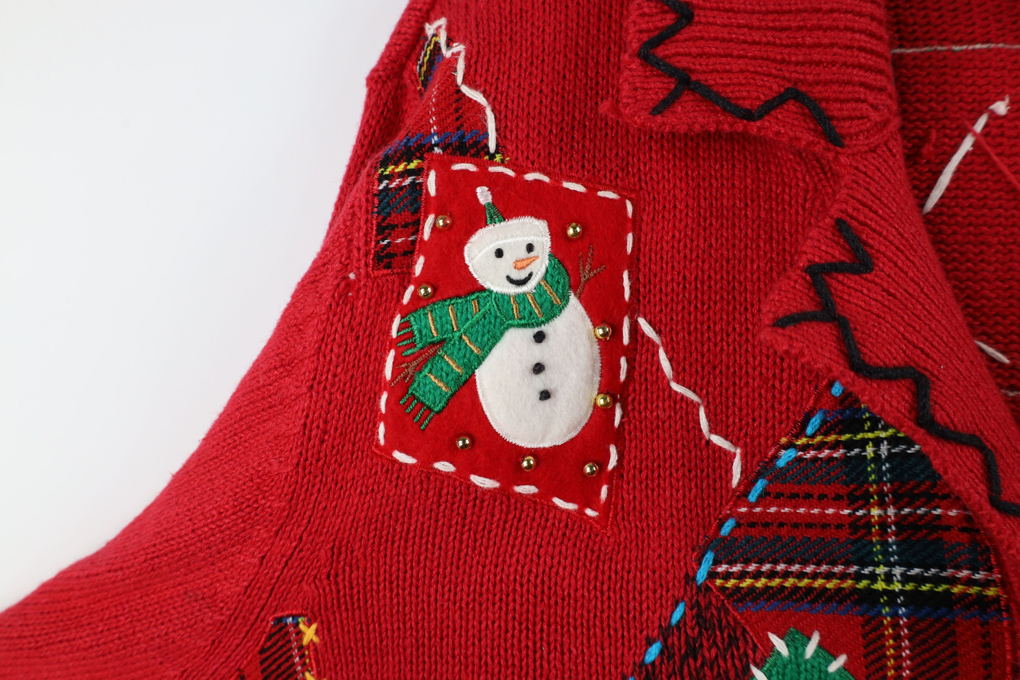 Vintage Vintage 90s Streetwear Snowman Patchwork Cardigan Sweater Size XL / US 12-14 / IT 48-50 - 6 Thumbnail