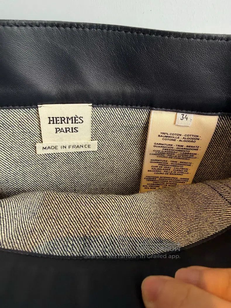 Hermes Hermes Leather-patched skirt Size 42" / US 20 - 3 Thumbnail