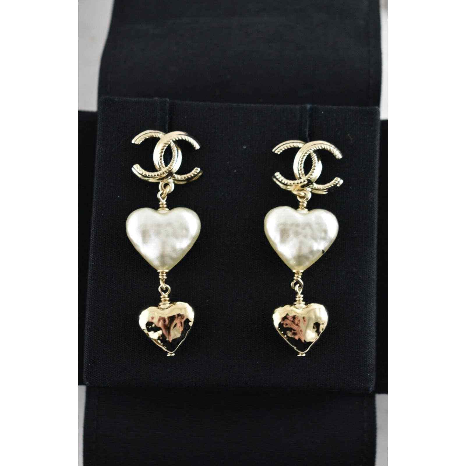 Chanel Chanel Shape Gold Pearl Statement Stud Drop Long Earring Size ONE SIZE - 4 Thumbnail