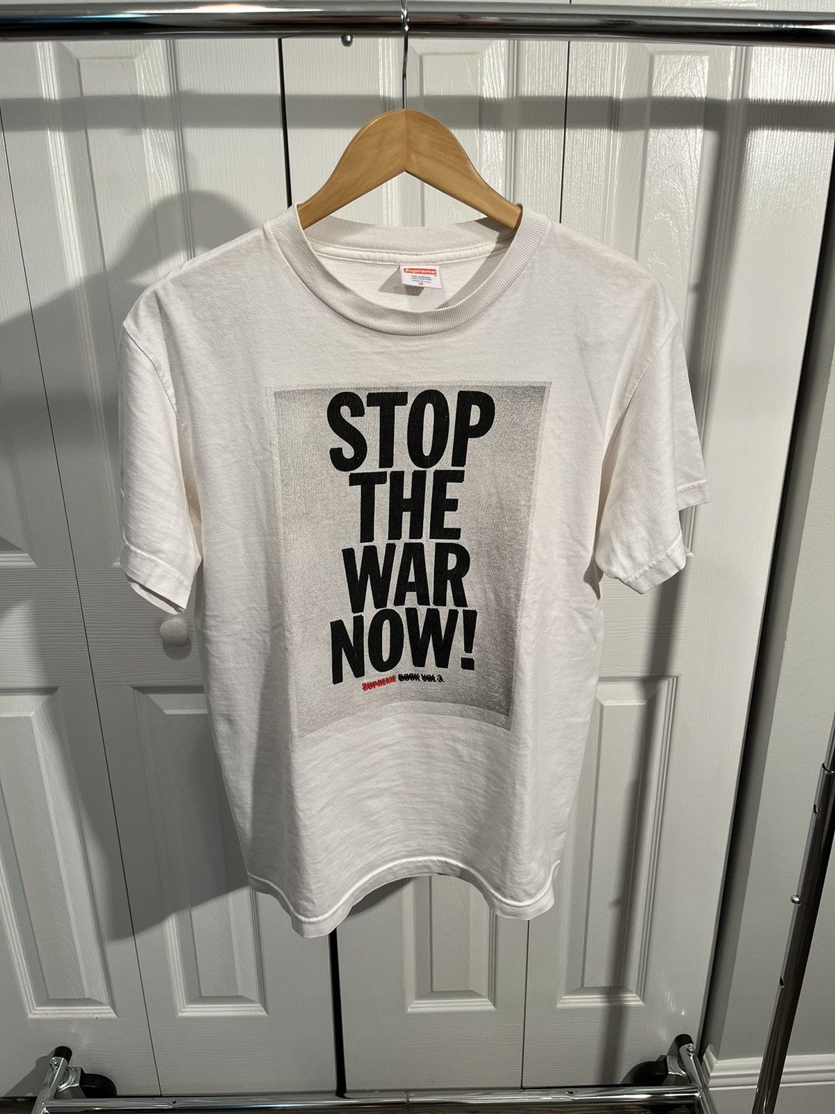 image of Supreme 2007 Stop The War Now Japan Exclusive T-Shirt in White, Men's (Size Medium)