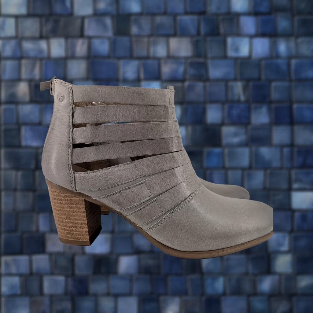 Vintage VINTAGE? No. (But follow rules) Josef Seibel Booties Womens 6.5 Gray Strappy Ankle Block Heel Zip 87901 Size US 7 / IT 37 - 1 Thumbnail