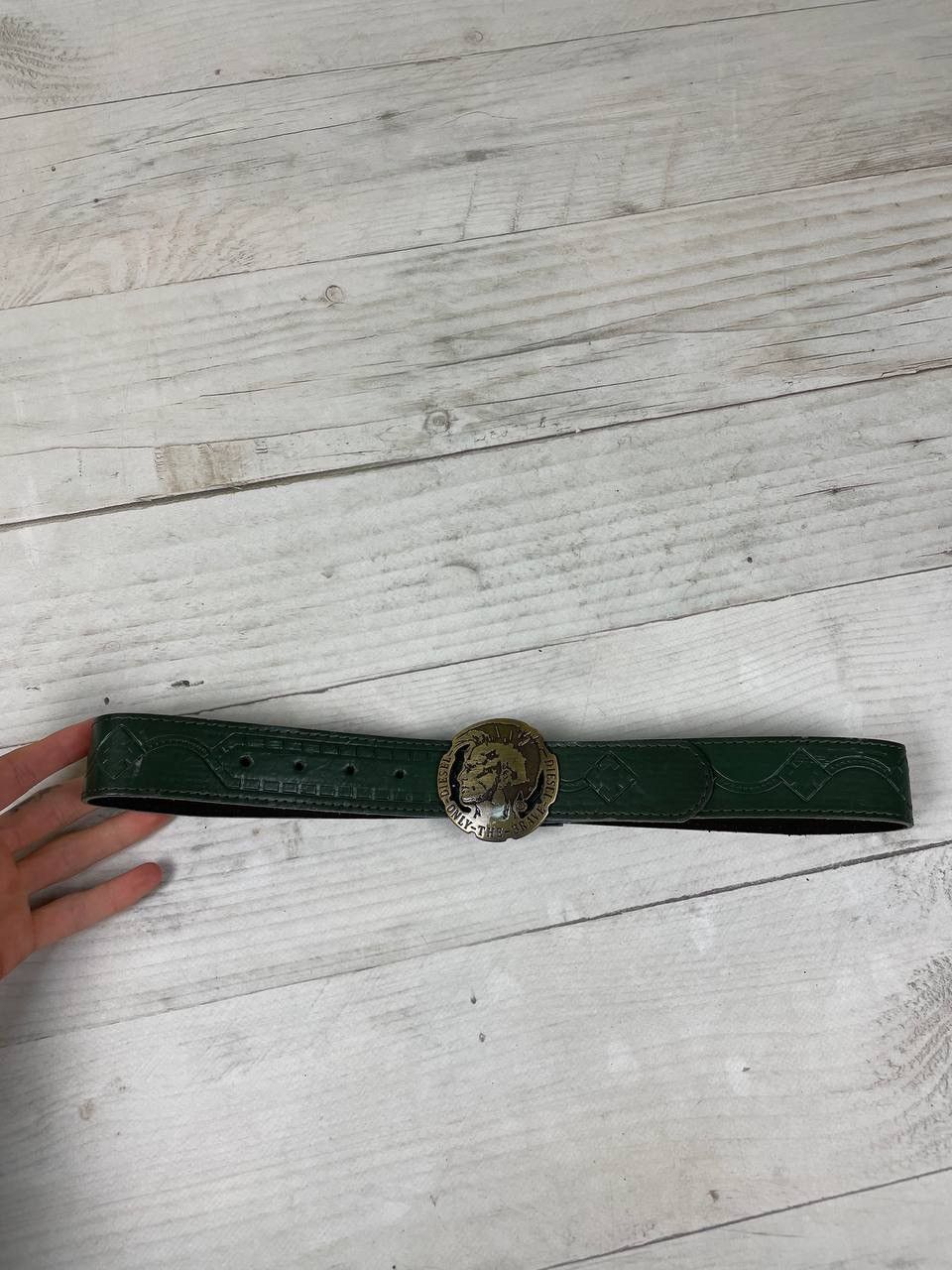 Diesel Vintage Diesel Leather Belts Big Metal Logo Y2K Size 28 - 2 Thumbnail