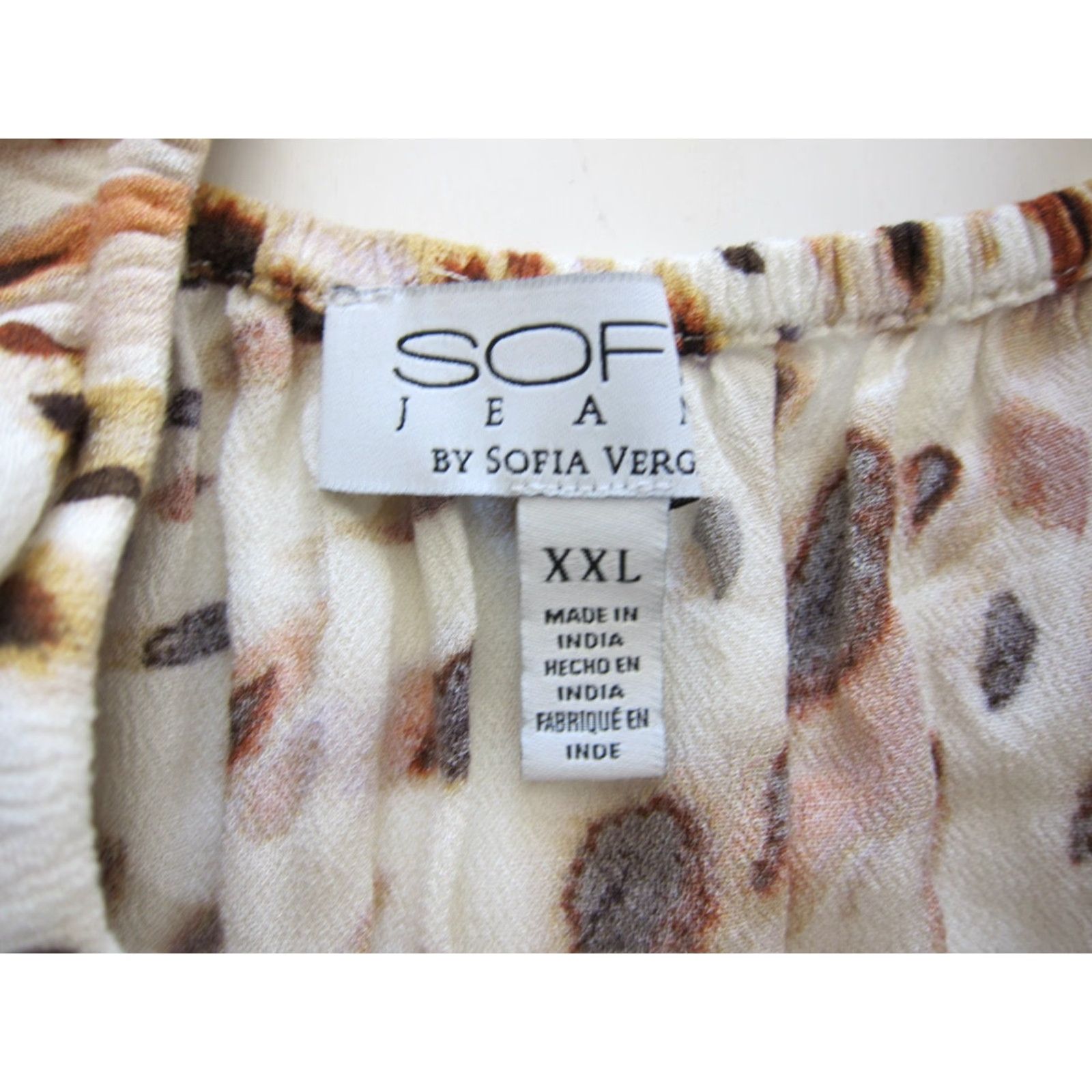 Vintage Sofia Vergara 100% Rayon Ivory Brown Purple Cheetah Ruffle Long Maxi Dress XXL Dress Size XXL / US 16-18 / IT 52-54 - 4 Thumbnail