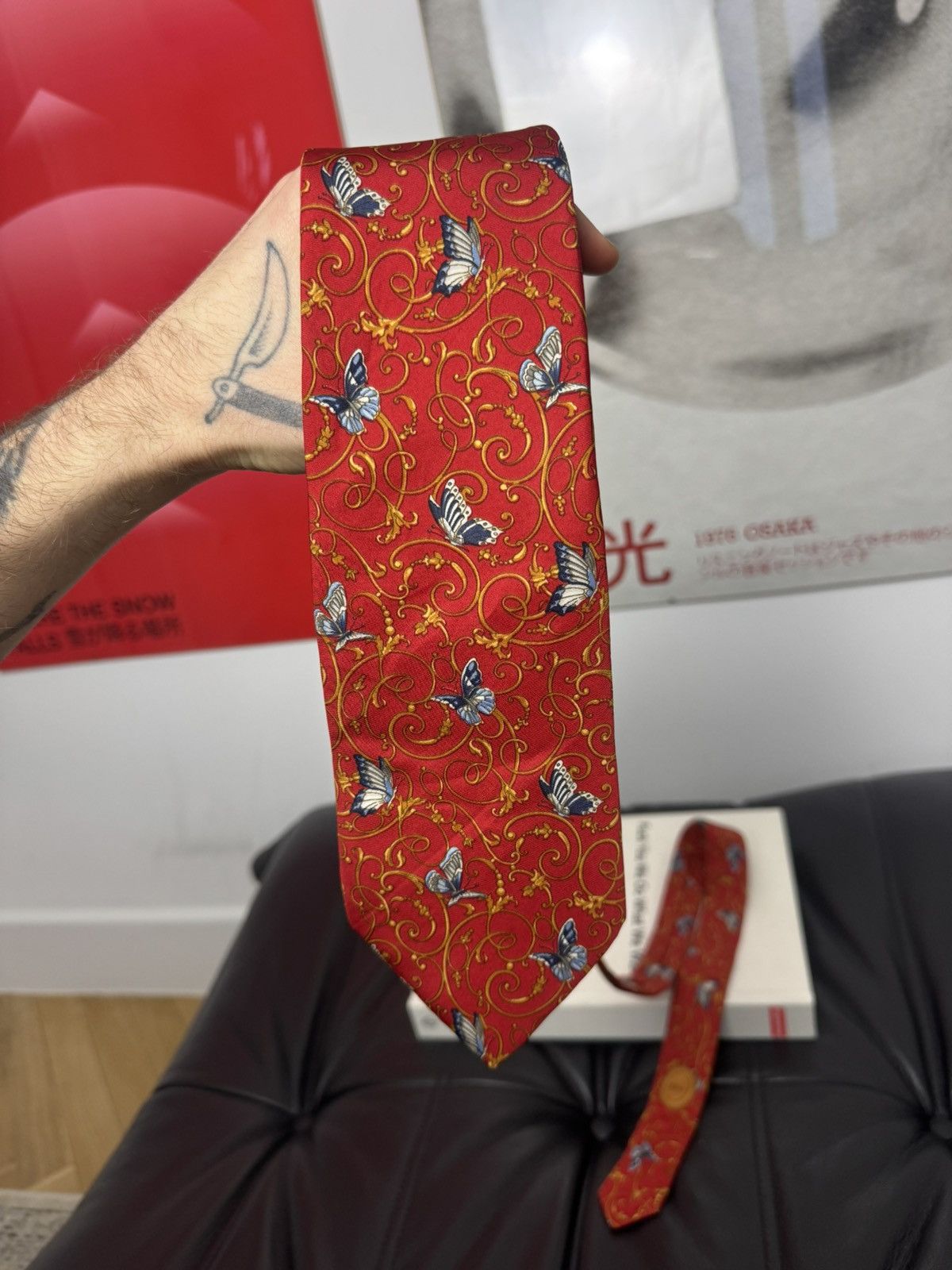 Dior Christian Dior Paris Vintage Butterfly Print Designer Tie Size ONE SIZE - 3 Thumbnail