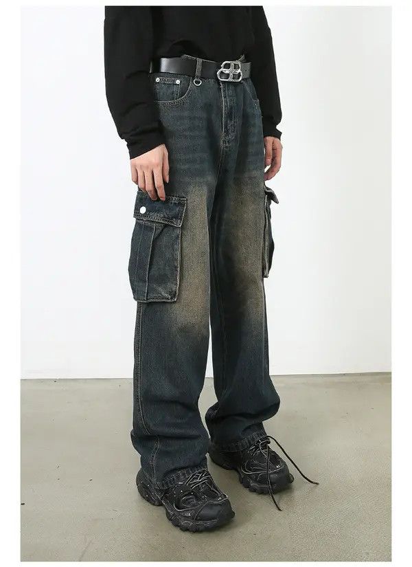 Japanese Brand Rumiko x Yuki Vintage Washed Loose Straight Cargo Jeans Size US 32 / EU 48 - 6 Thumbnail