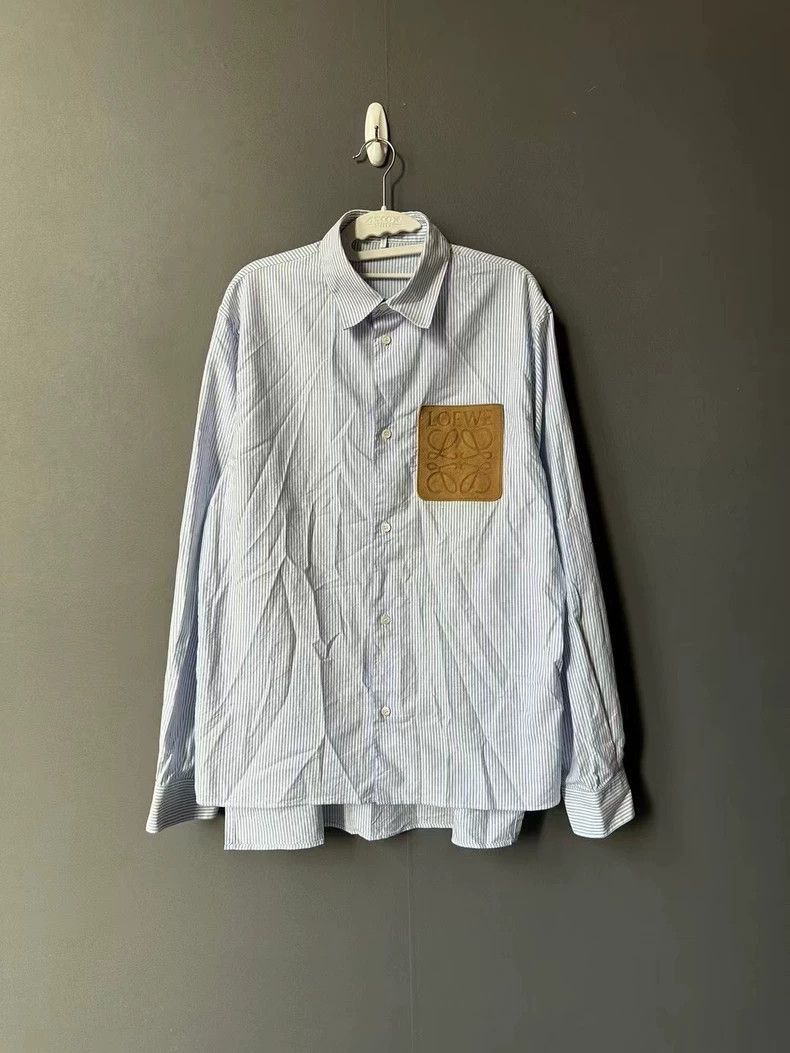 loewe striped shirt with leather patch