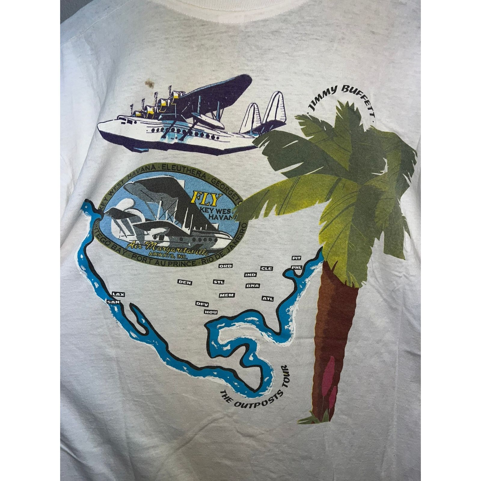 Hanes Vintage Jimmy Buffet The Outpost Tour Shirt Concert 90s VTG Size US L / EU 52-54 / 3 - 11 Thumbnail