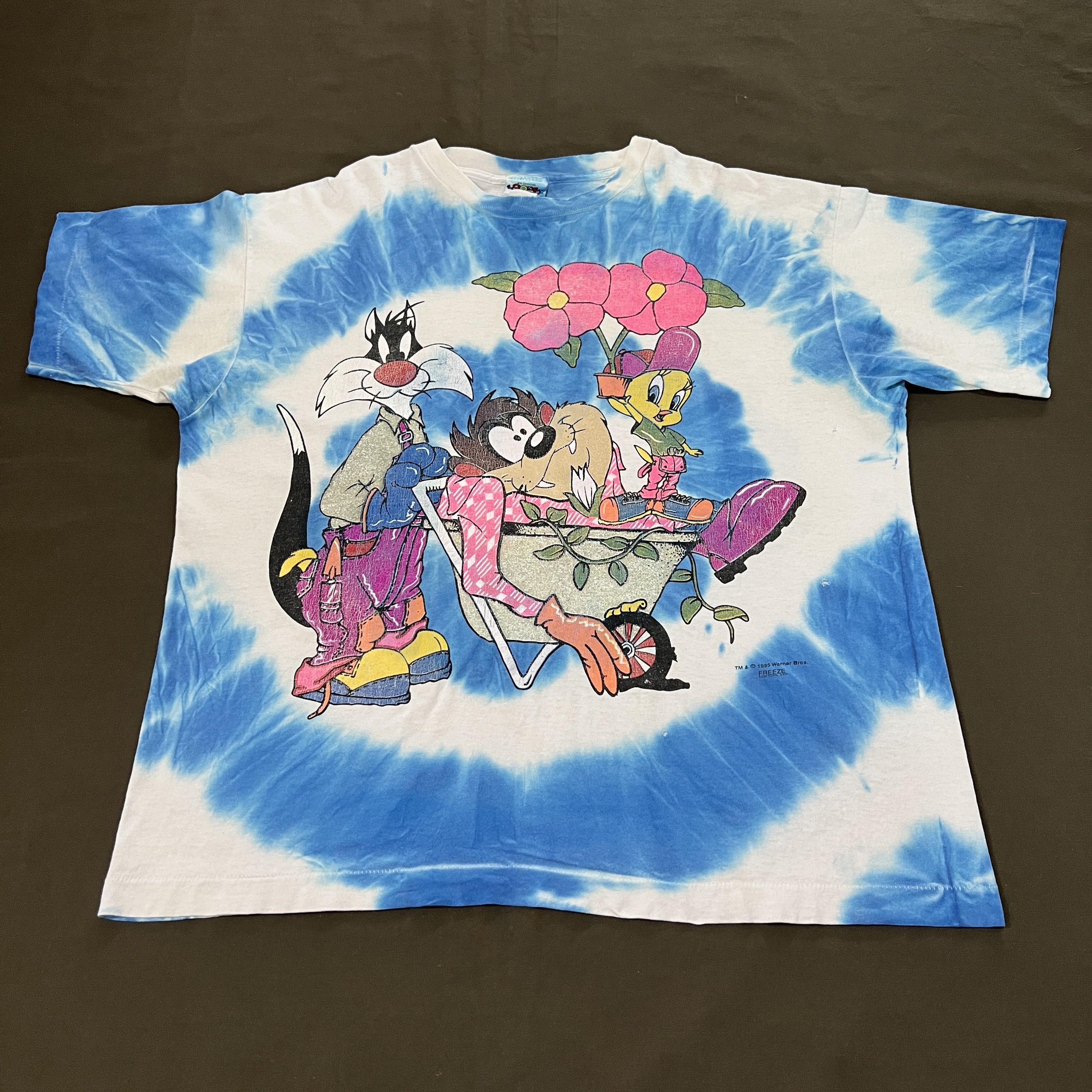 Disney Vintage 90s Looney Tunes Tee Freeze Tweety Taz Tie Dye Size US XL / EU 56 / 4 - 3 Thumbnail