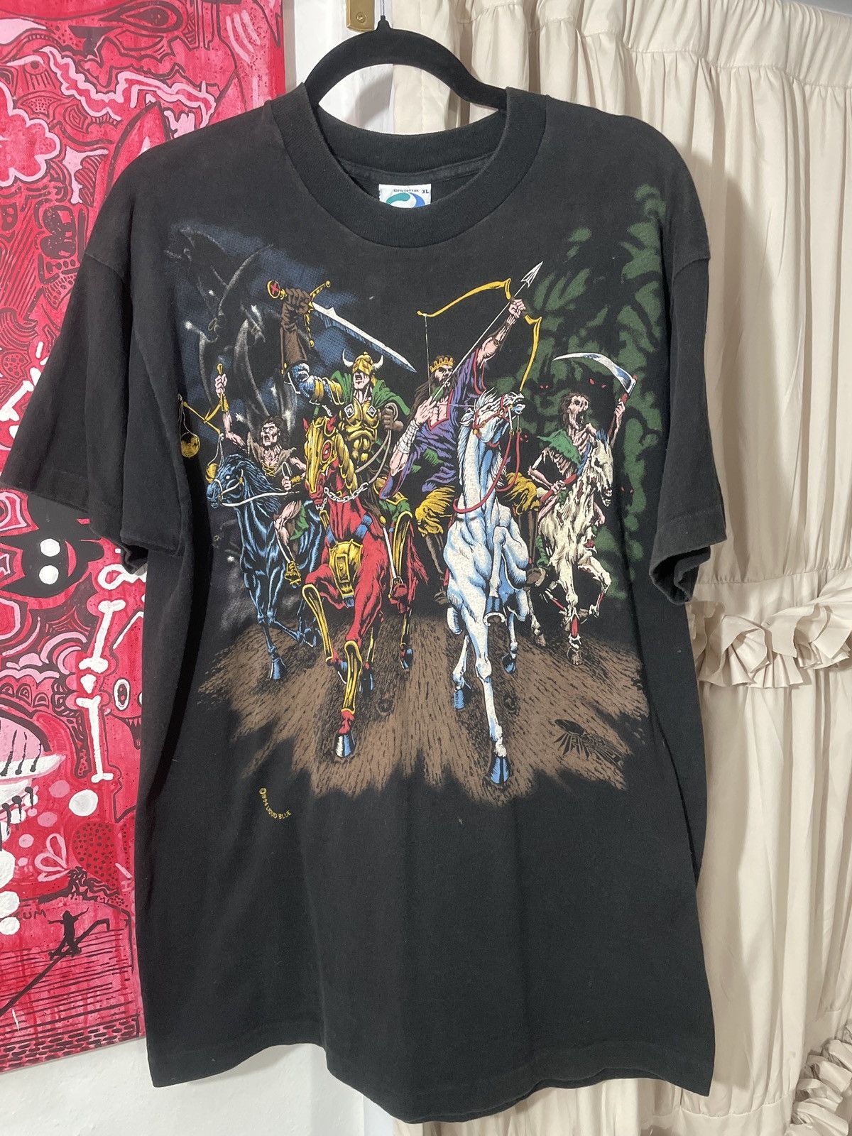 Liquid Blue × Vintage 1994 RARE LIQUID BLUE FOUR HORSEMAN GRAPHIC SHIRT Size US XL / EU 56 / 4 - 1 Thumbnail