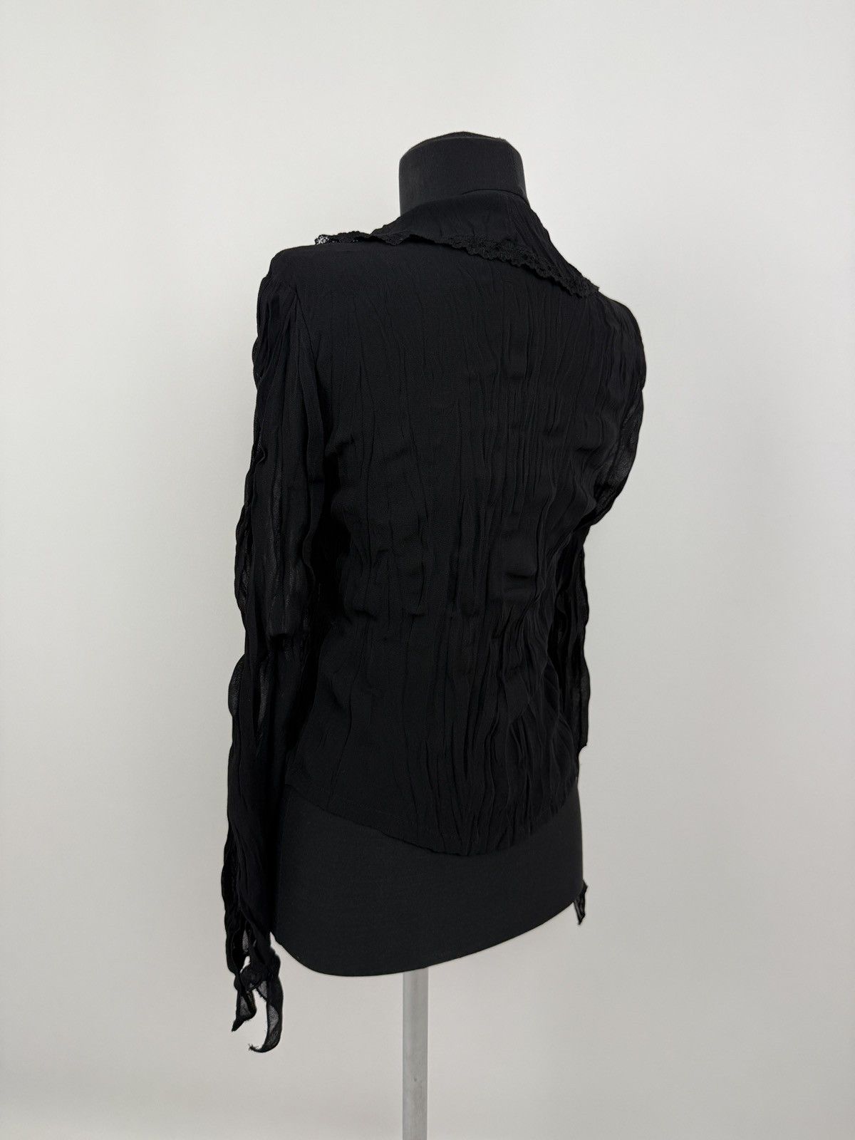 Vintage Y2K Vintage Crinkled Collared Sheer Blouse Gothic Emo Punk Size M / US 6-8 / IT 42-44 - 2 Thumbnail