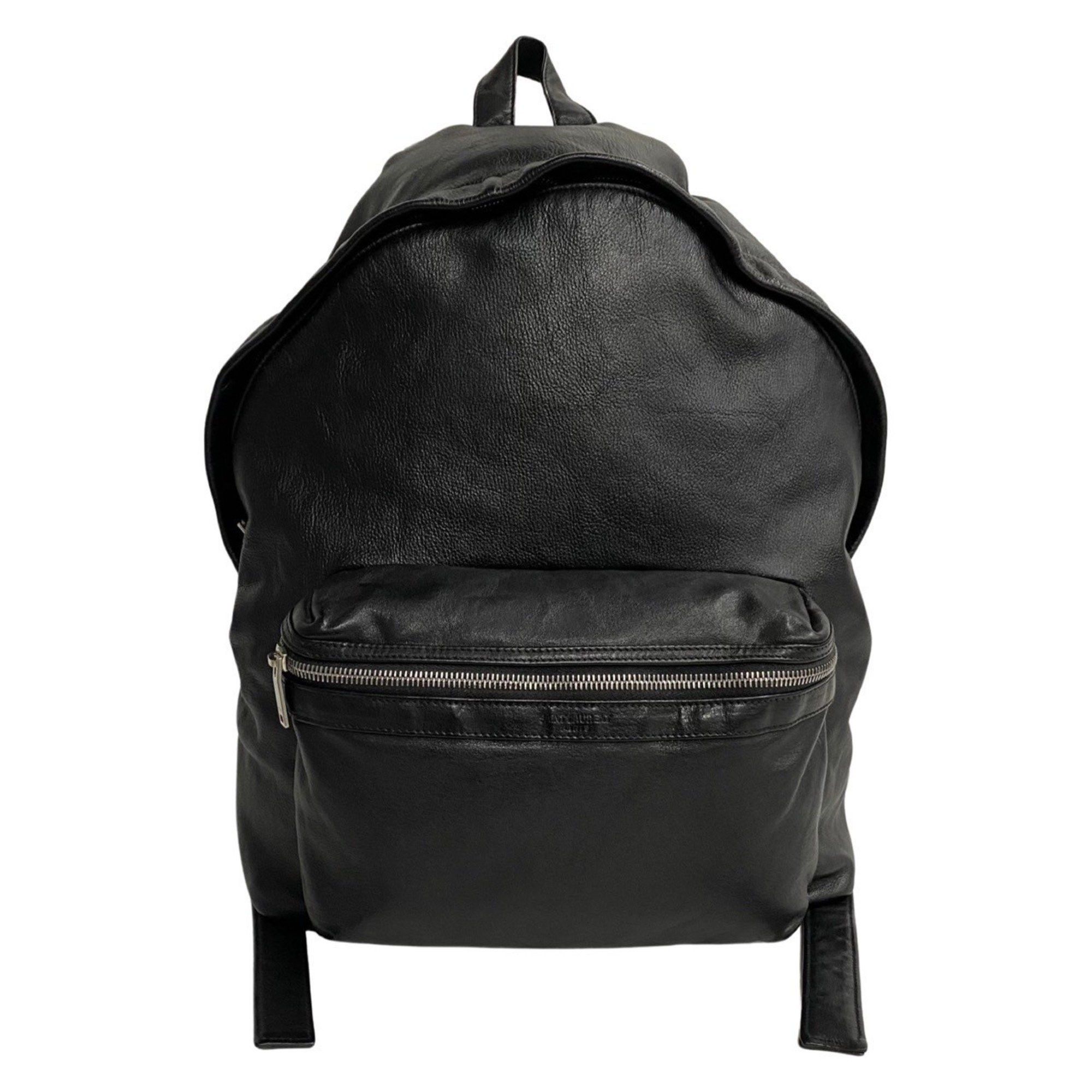 image of YVES Saint Laurent Paris Saint Laurent Paris City Backpack All Leather Rucksack Day Bag Black 12468