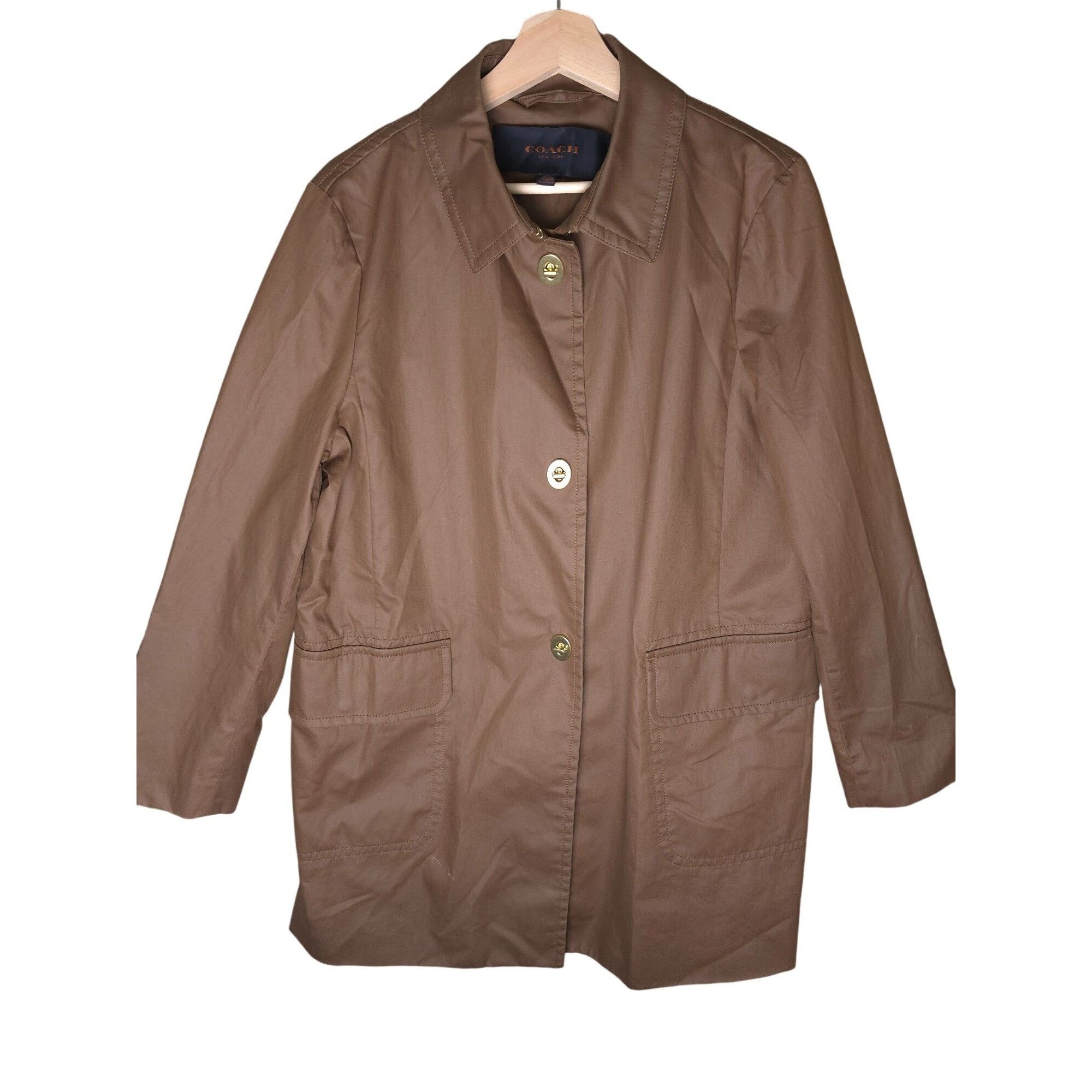 Coach Coach Womens Dark Brown turnlock Jacket vented Size L Size L / US 10 / IT 46 - 1 Thumbnail