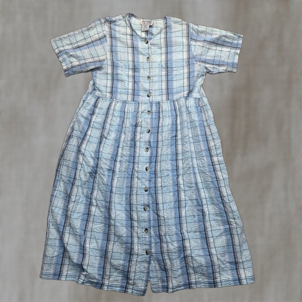 Vintage VINTAGE Main Street Blues Shirt Dress Adult 14 Blue Short Sleeve Pockets 90s Casual Womens Size XL / US 12-14 / IT 48-50 - 1 Thumbnail