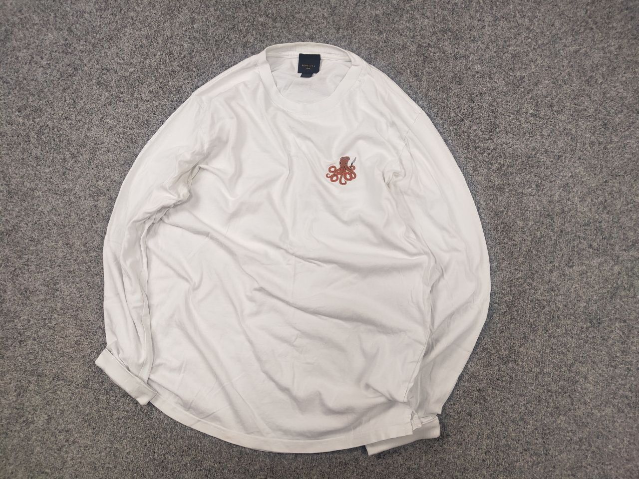 Percival Percival Design Logo White Cotton Regula Long Sleeve T Shirt Size US M / EU 48-50 / 2 - 3 Thumbnail