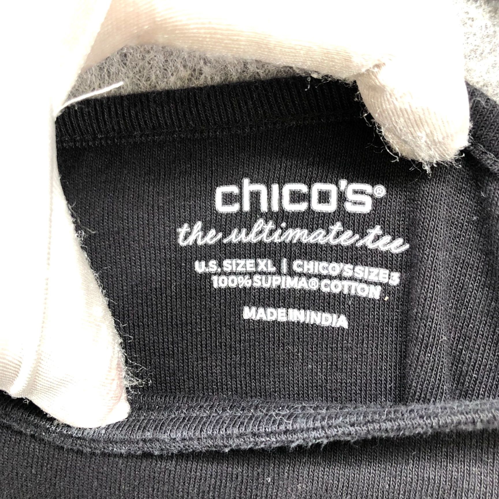 Vintage Chico's The Ultimate Tee Womens XL Supima Cotton Square Neck 3/4 Sleeve Shirt Black Easy Care Casual Knit Cotton Vintage: No Size XL / US 12-14 / IT 48-50 - 7 Thumbnail