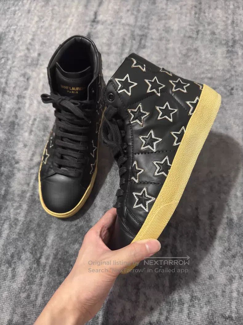 Saint Laurent Paris Saint Laurent Paris Calfskin High-top Black and White Embr Size US 7 / EU 40 - 4 Thumbnail