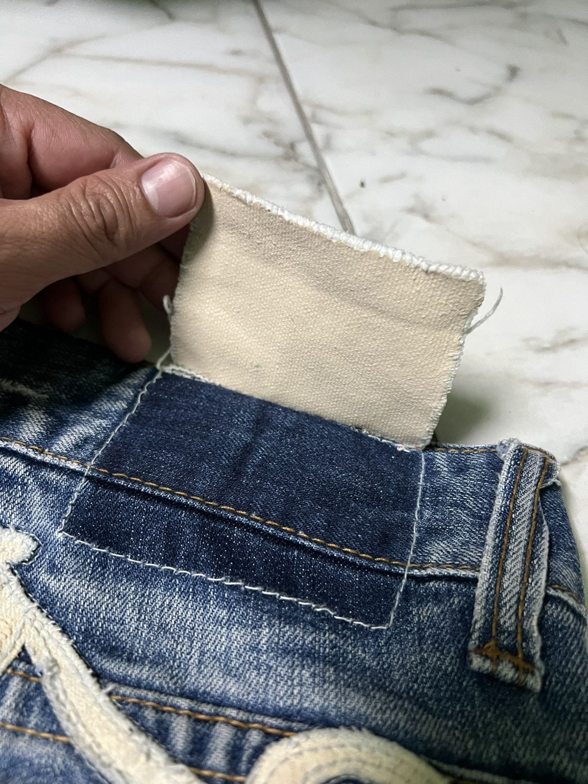 Japanese Brand 💥Baggy💥Redpepper Double Knee Washed Ripped Distress Jeans Size US 35 - 18 Thumbnail