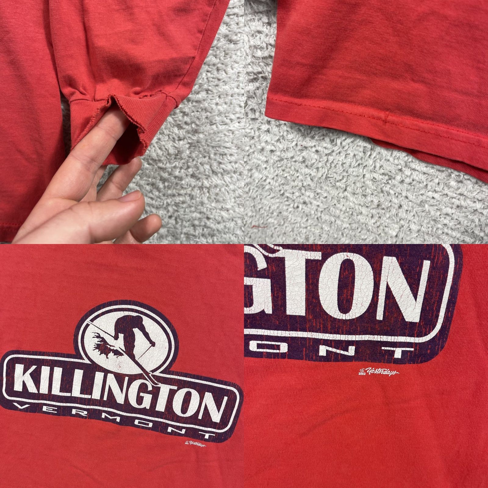 Hanes VINTAGE Hanes Beefy-T Killington Vermont Shirt Adult Large Red Long Sleeve 90s Ski Snowboard Mens Shirt Size US L / EU 52-54 / 3 - 9 Thumbnail