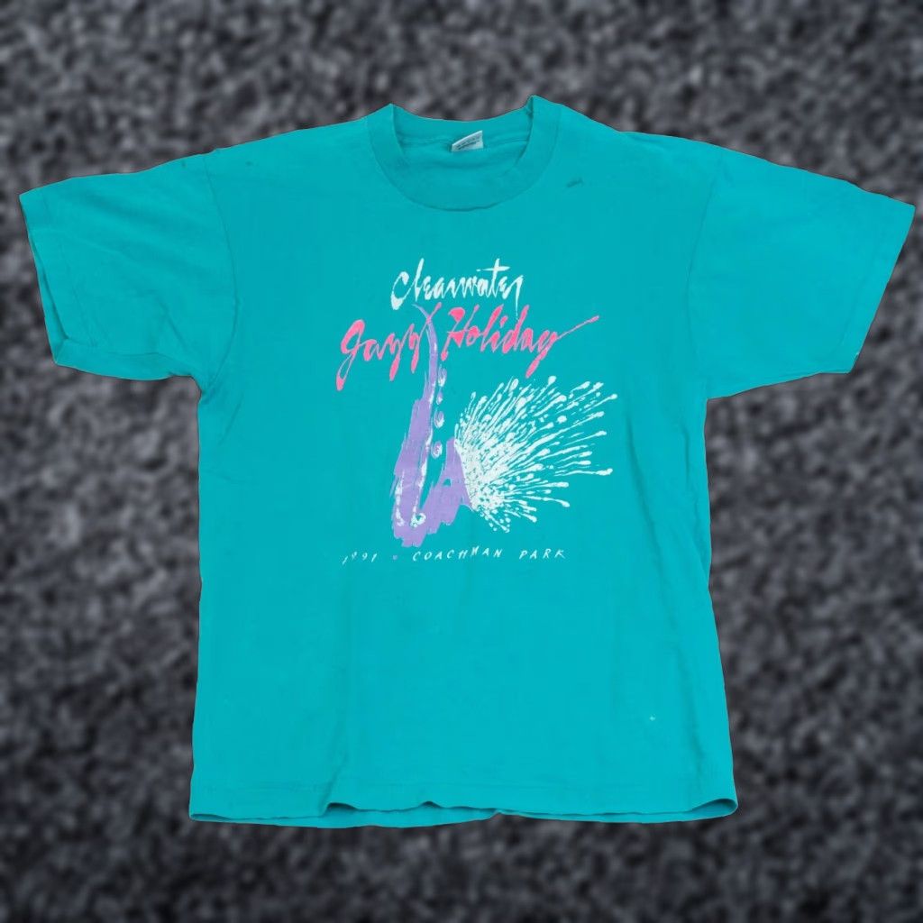 Fruit Of The Loom VINTAGE Clearwater Jazz Holiday Festival 1991 Sax Graphic Single Stitch T Shirt Size US L / EU 52-54 / 3 - 1 Thumbnail