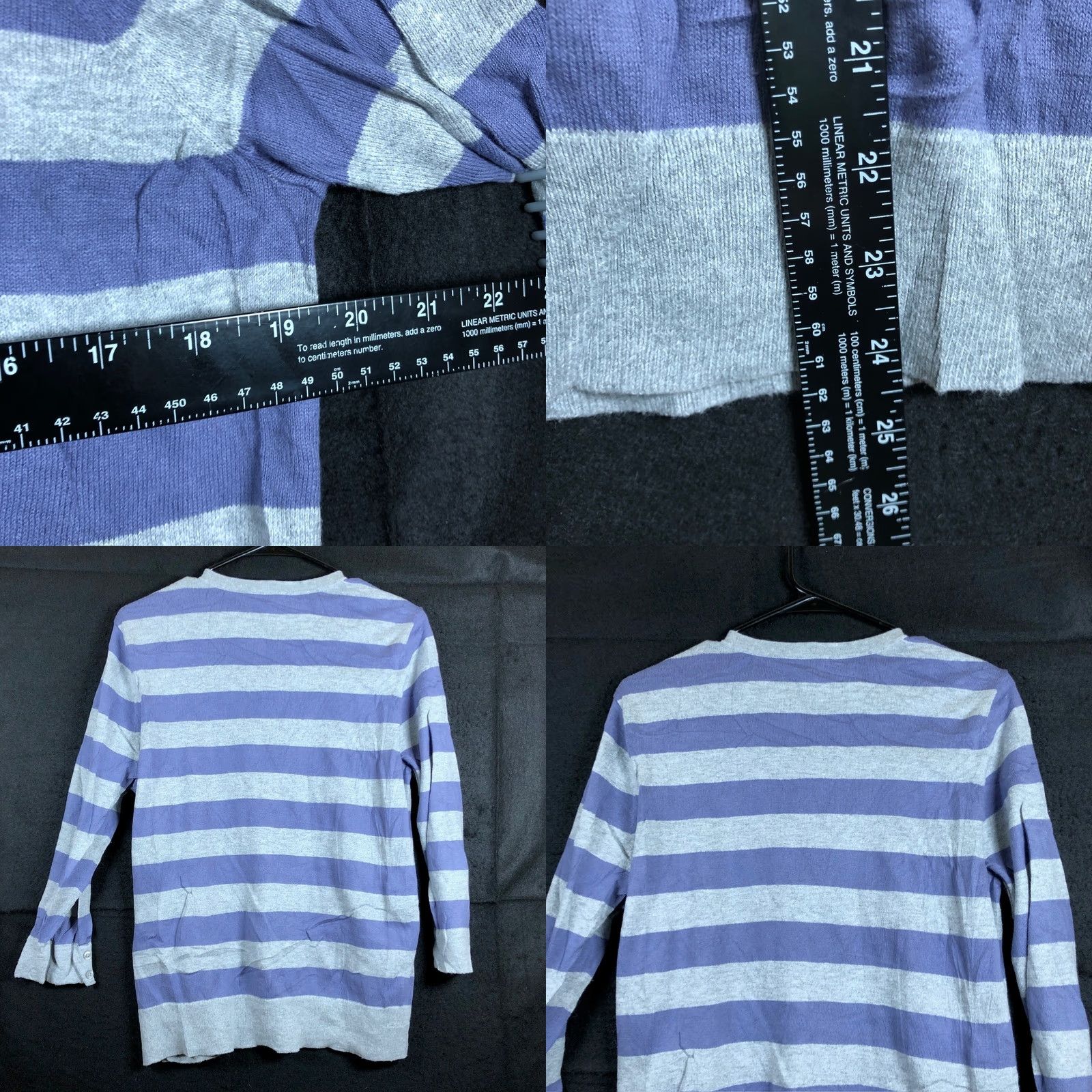 Loft Loft Cardigan Sweater Gray Purple Stripe Button Down XL Women's Knit V-Neck Casual Workwear Size XL / US 12-14 / IT 48-50 - 8 Thumbnail