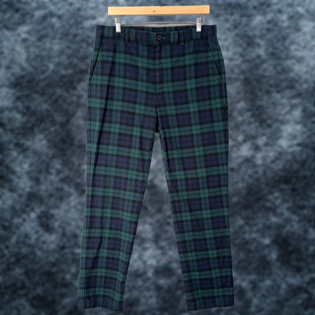 Brooks Brothers Brooks Brothers Clark Black Watch Plaid Pants Mens 33x32 Green Chino Flannel Size US 33 - 1 Thumbnail