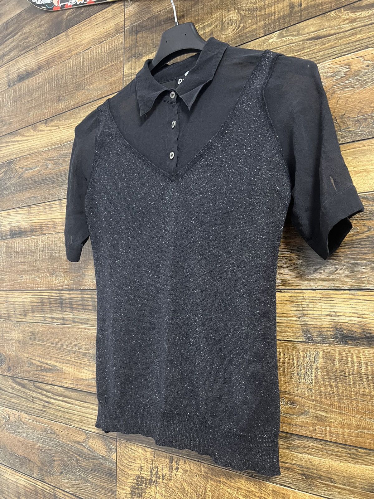 Dolce & Gabbana DOLCE & GABBANA LACE Glitter T-shirt Blouses Polo Shirt Size M / US 6-8 / IT 42-44 - 3 Thumbnail